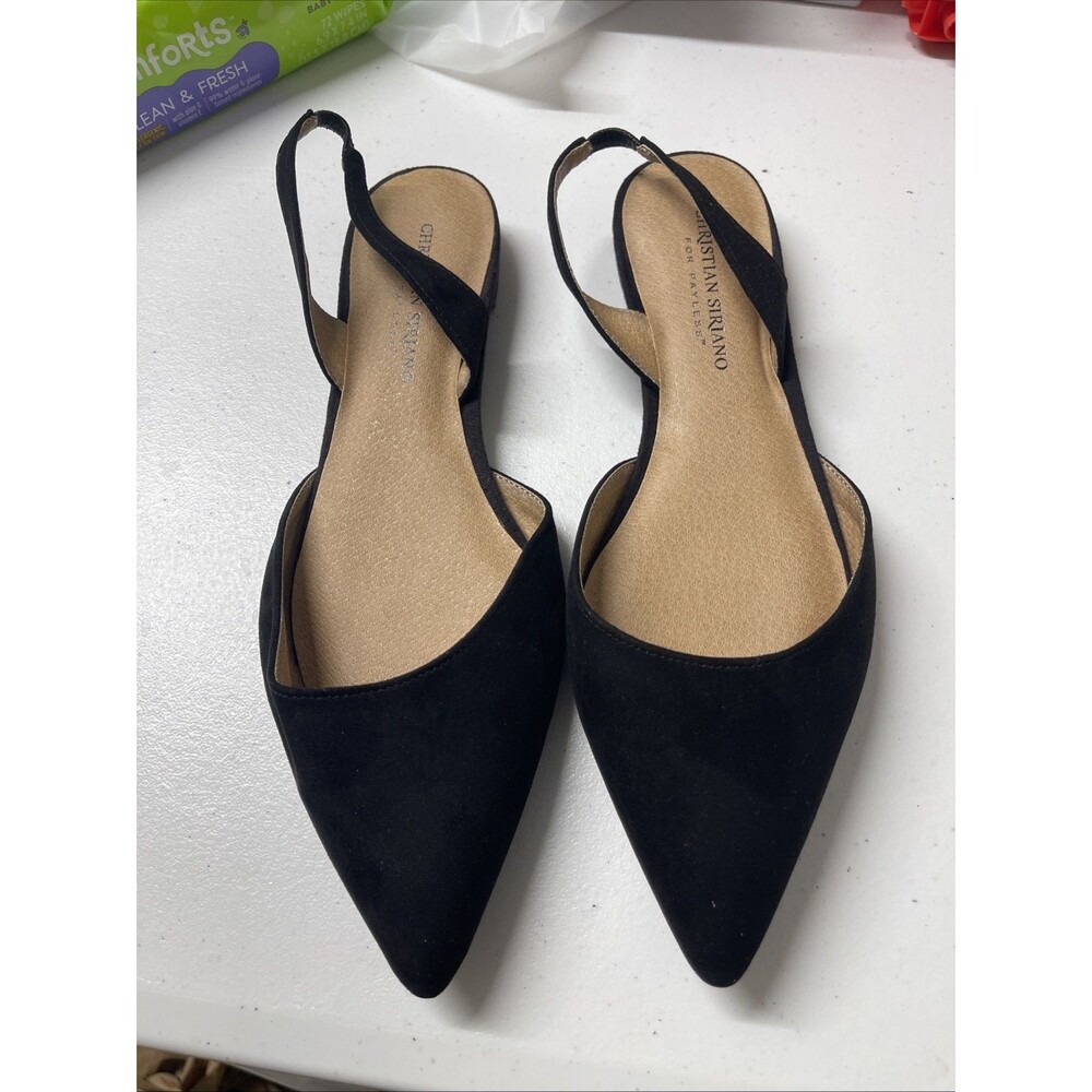Christian Siriano Women’s Black Slingback Kitten Pointed Toe Heels Size 9